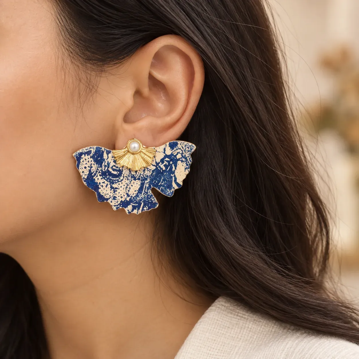 Wings of Homa Earrings handcrafted leather piece